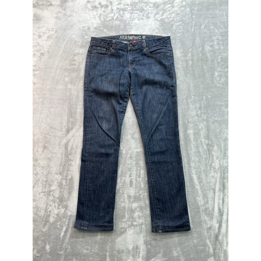 Vintage Guess Y2K Jeans Womens Sz 28 Blue Starlet Skinny Whiskered Faded Denim
